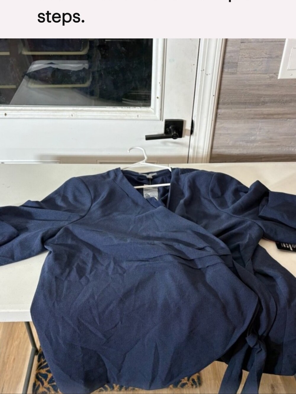 Jessica London Deep Navy Wrap Tie Blouse. - Picture 6 of 9